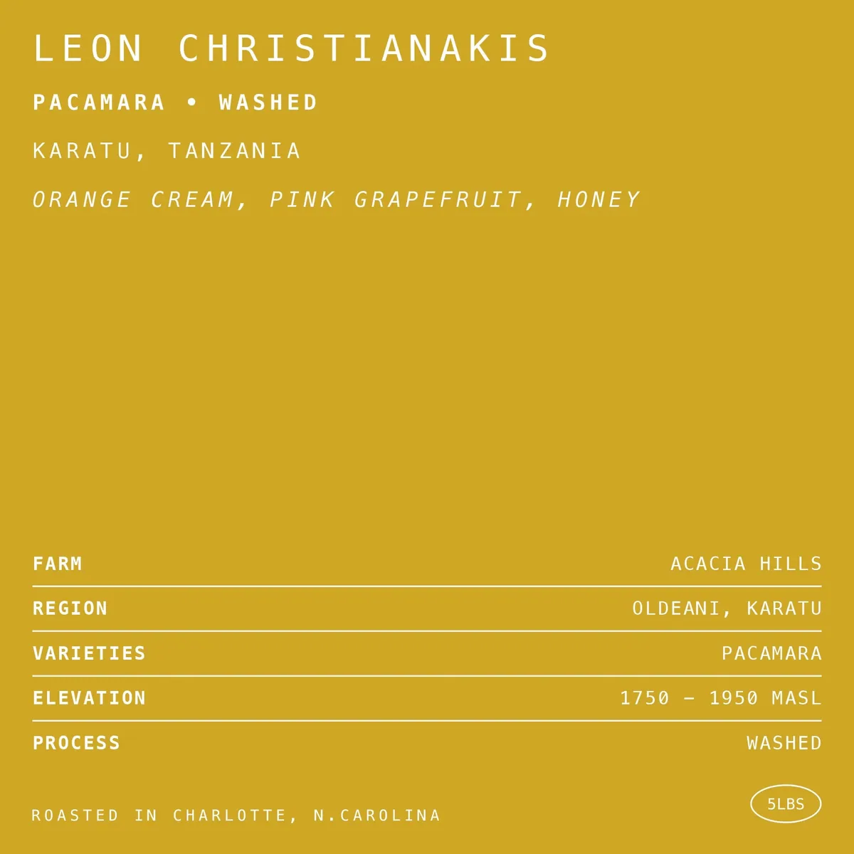 leon christianakis pacamara • washed, tanzania coffee from hex coffee roasters