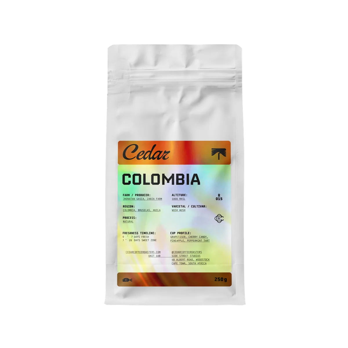 colombia zarza anaerobic natural, colombia coffee from cedar coffee roasters (roastery + store)