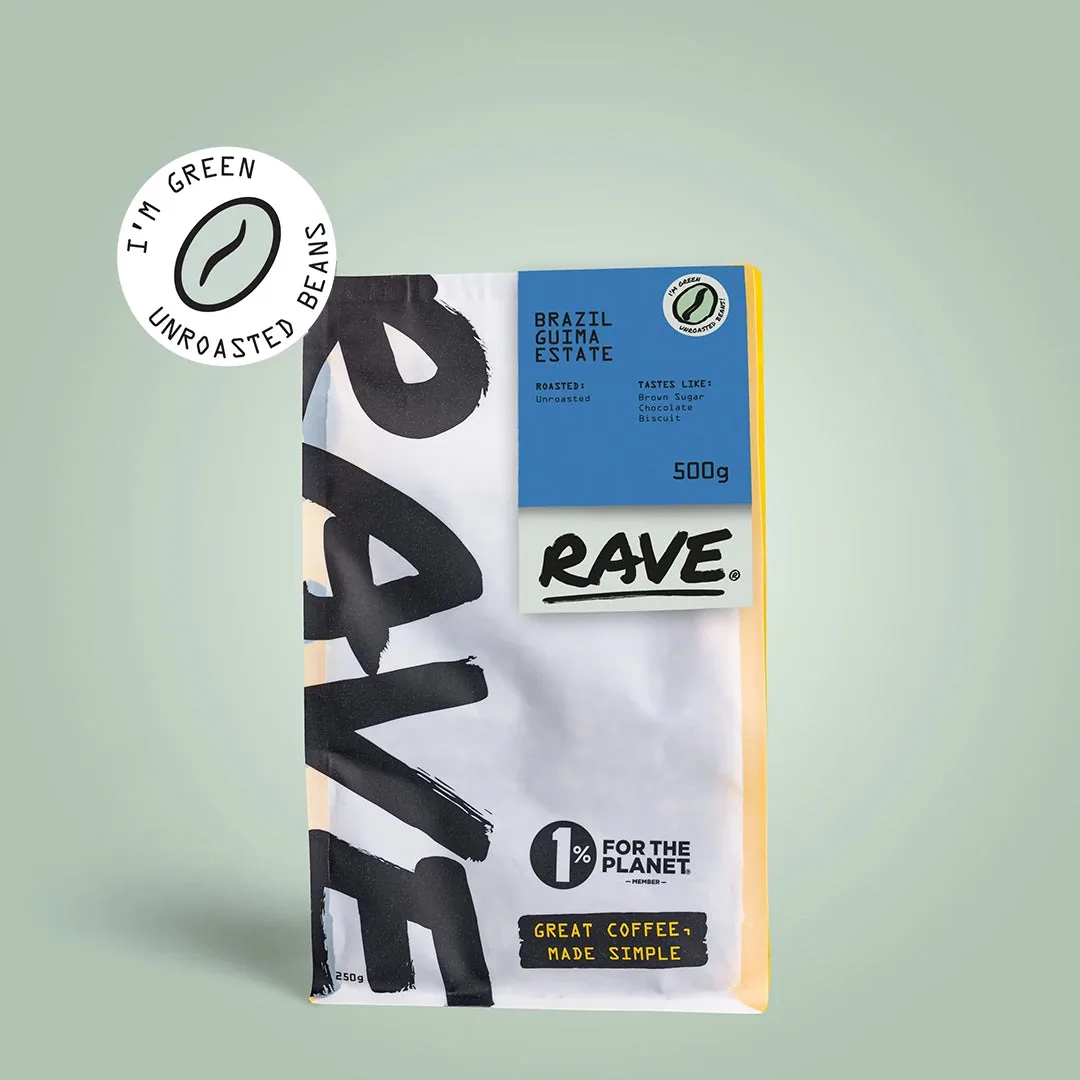 brazil guima estate green coffee beans, brazil coffee from rave coffee love lane