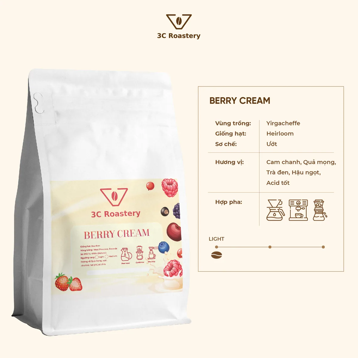 berry cream, rwanda coffee from 3c roastery - 66 vũ phạm hàm