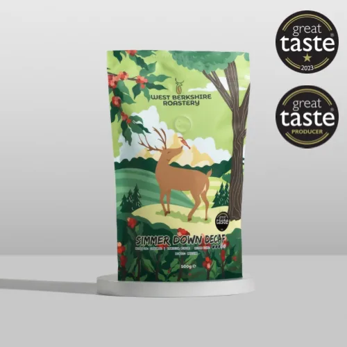 simmer down decaf wholesale coffee beans 3 x 1kg, peru + costa rica coffee from west berkshire roastery