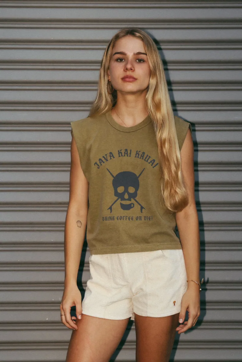 java kai surf skull //crop tank, indonesia coffee from java kai