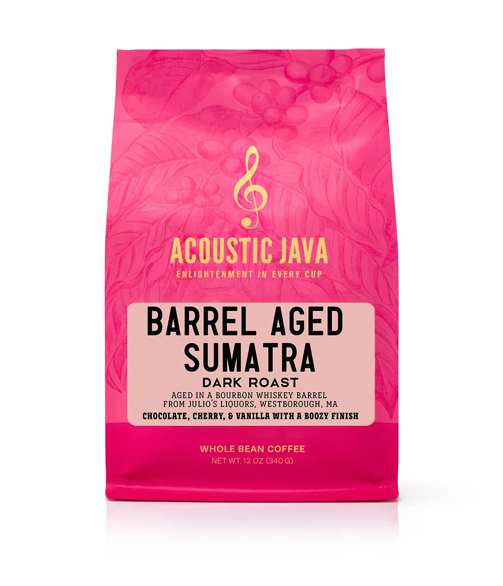 barrel aged sumatra, indonesia + sumatra coffee from acoustic java roastery & tasting room