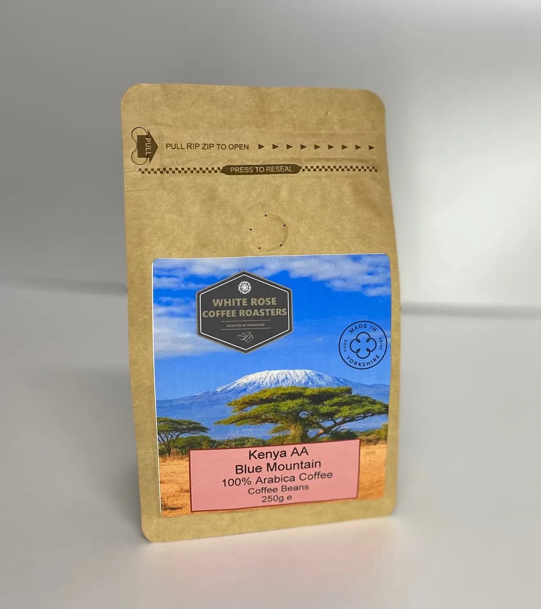 kenya aa blue mountain arabica washed coffee gift bag 250g, kenya coffee from white rose coffee roasters