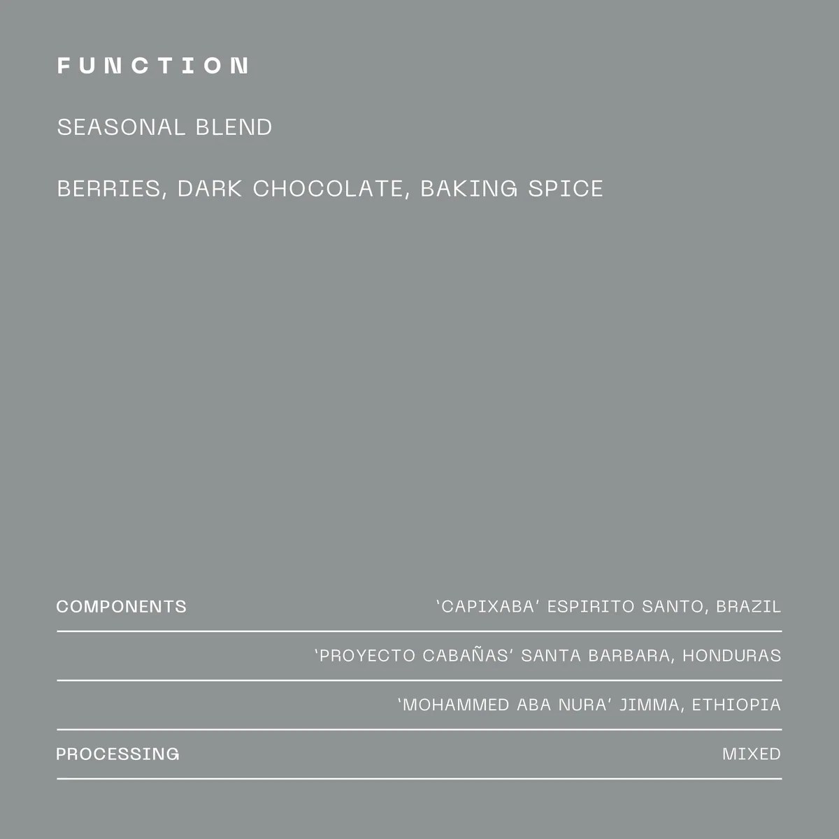function, ethiopia + colombia + brazil coffee from hex coffee roasters