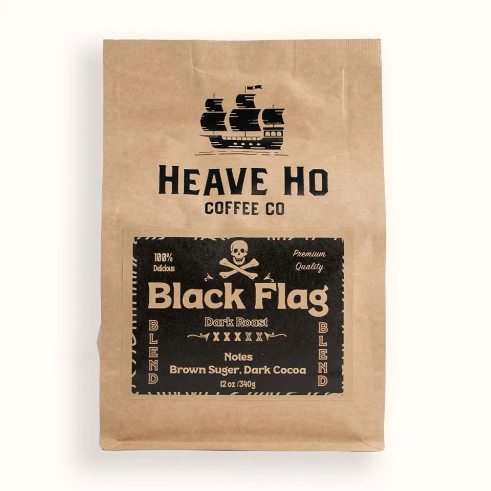 black flag (dark roast), colombia + brazil coffee from heave ho coffee co roaster