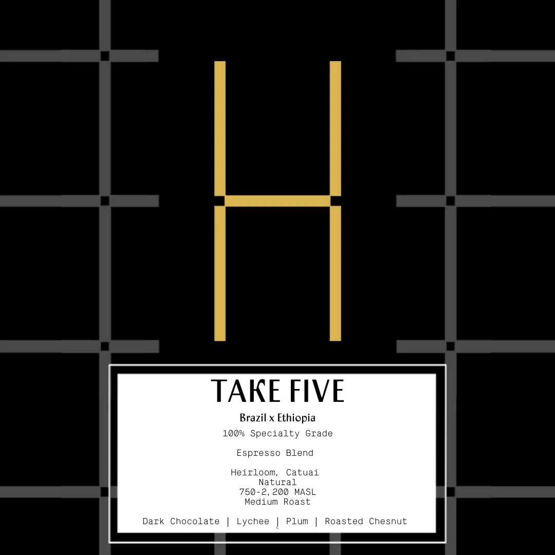 take five | espresso blend, ethiopia + brazil coffee from h proper coffee roasters - podium