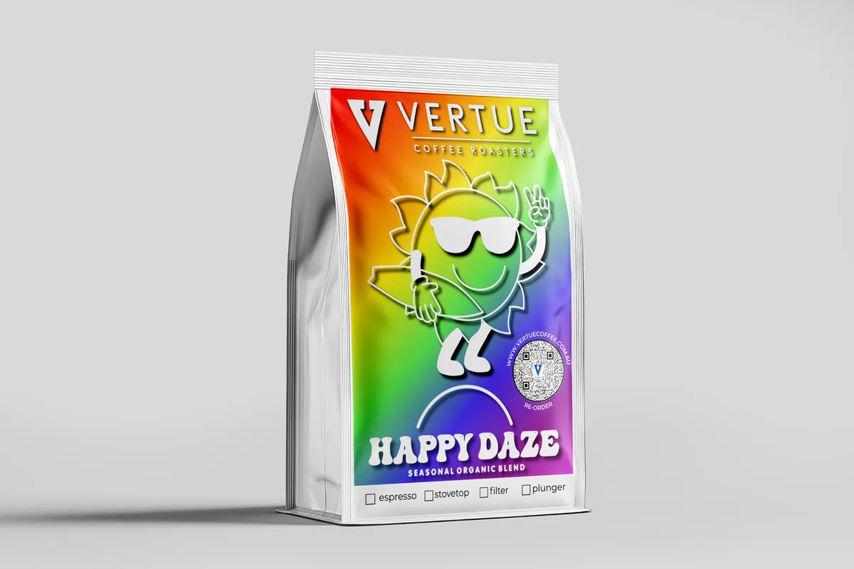 happy daze espresso blend, ethiopia + brazil coffee from vertue coffee roasters