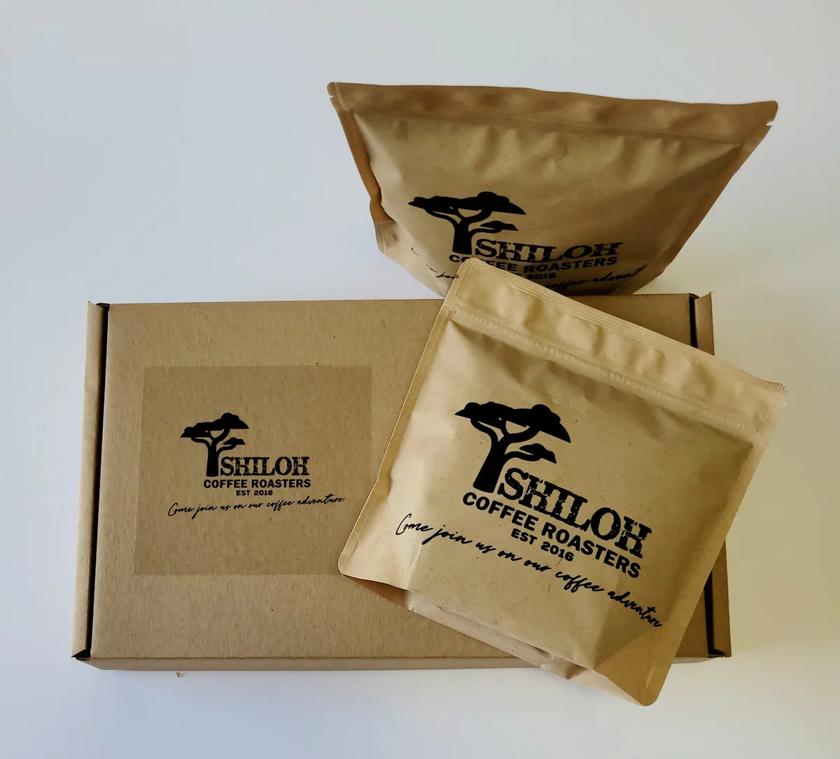the mines blend pack - 2 x 250g bags, uganda + brazil coffee from shiloh coffee roasters ltd