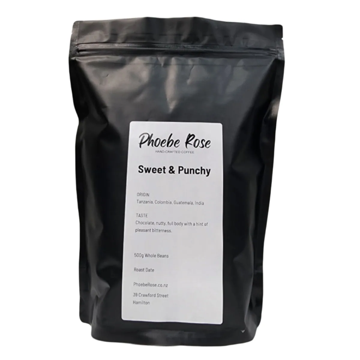 sweet & punchy blend, tanzania + guatemala + india coffee from phoebe rose coffee roaster