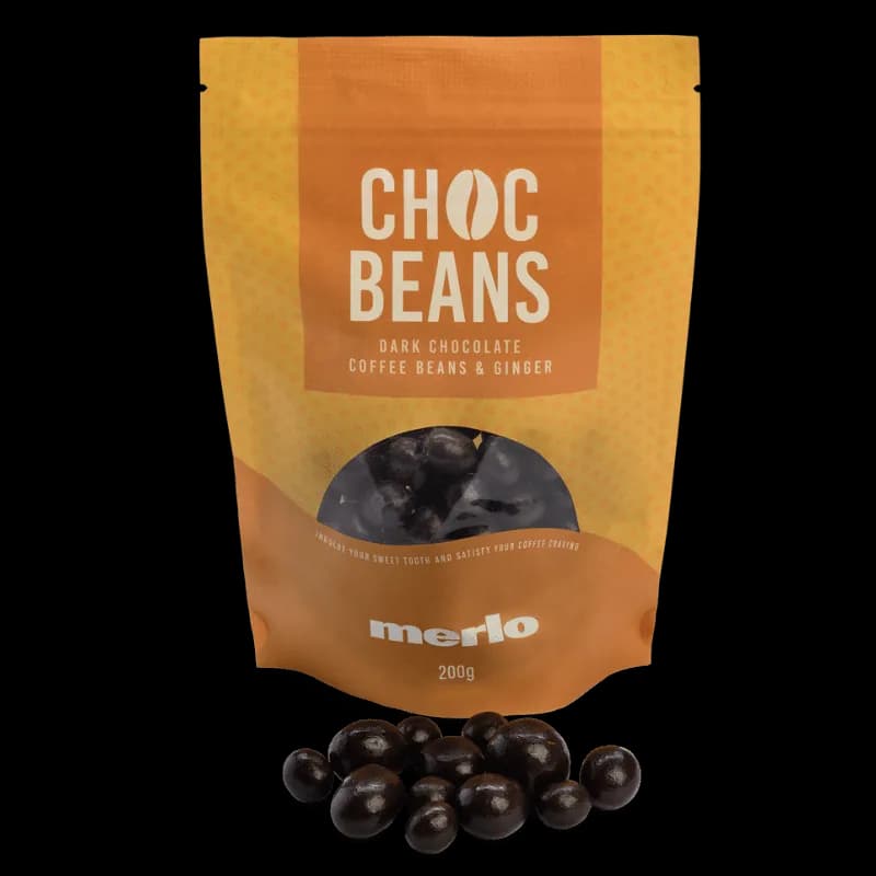 dark chocolate coffee beans & ginger, kenya coffee from merlo coffee cafe brisbane city | george street