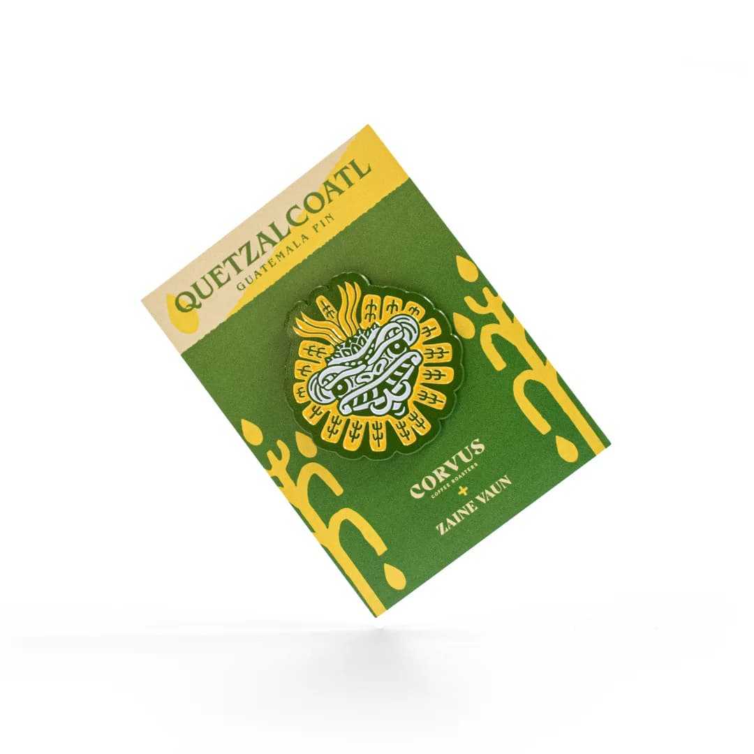 quetzalcoatl pin • funding electricity to mauricio's farm, guatemala coffee from corvus coffee roasters