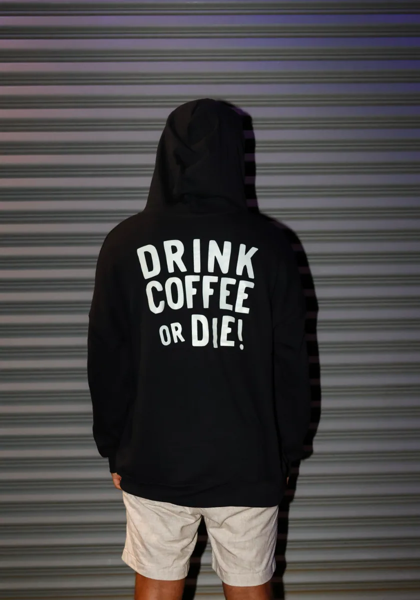drink coffee or die // zip-up hoodie, indonesia coffee from java kai