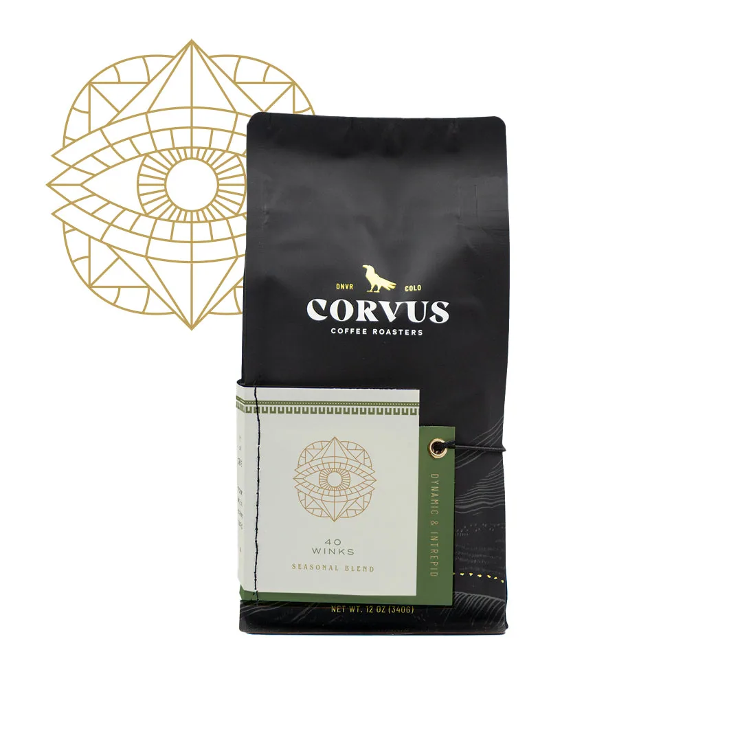 40 winks decaf, colombia coffee from corvus coffee roasters