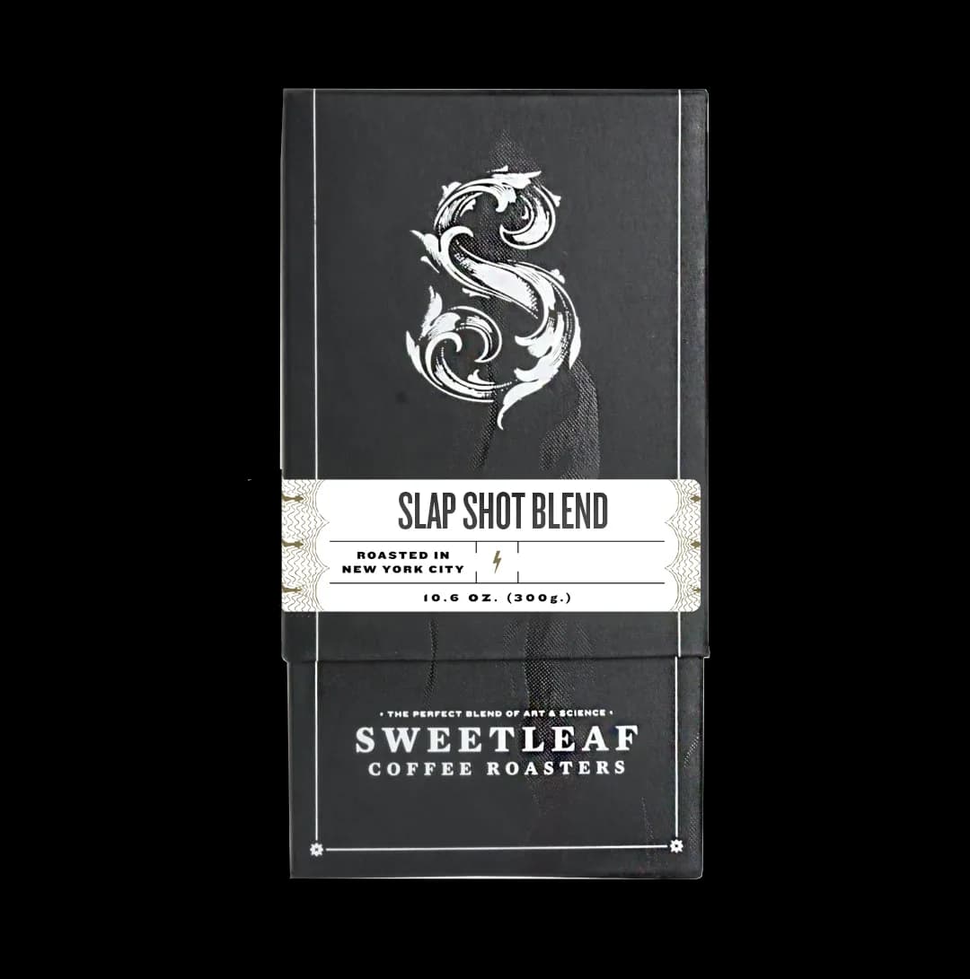 slap shot blend, ethiopia + colombia + guatemala coffee from sweetleaf coffee roasters