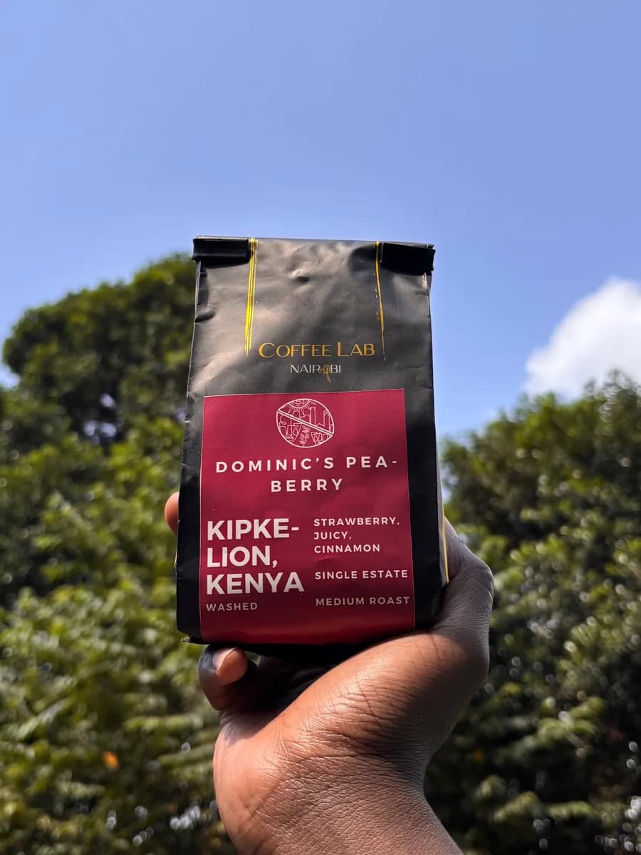 dominic's peaberry, kenya + india coffee from coffee lab nairobi