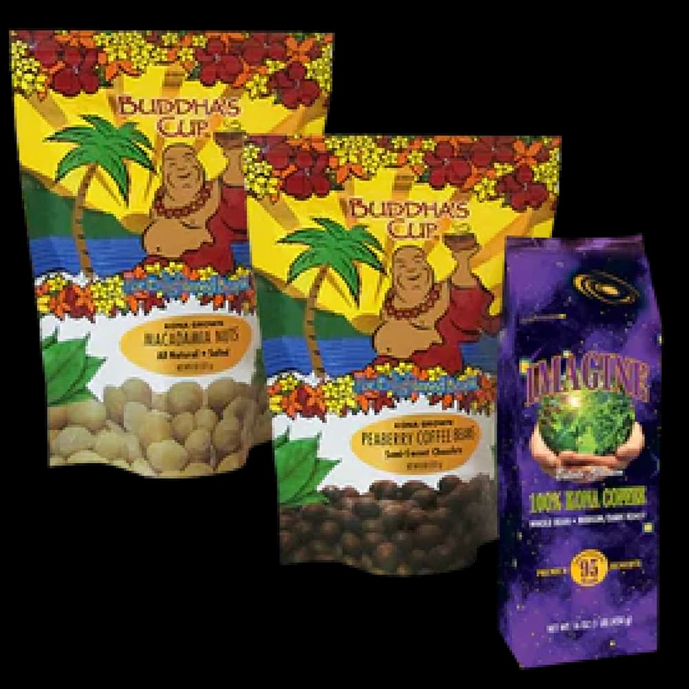 gift pack, hawaii coffee from buddha's cup kona coffee and tea farm