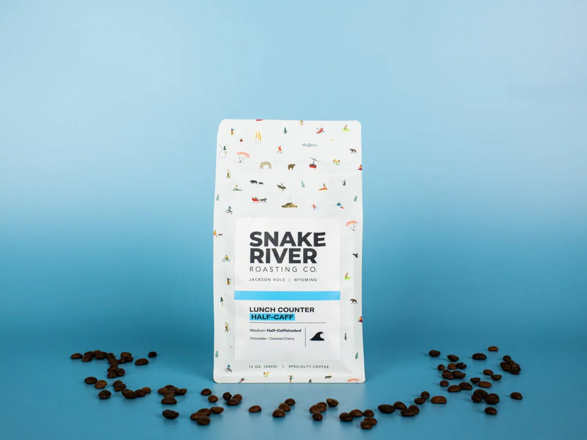 lunch counter (half-caff), brazil coffee from snake river roasting company