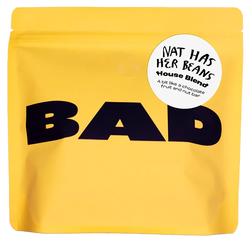 nat has her beans • espresso blend, ethiopia + rwanda + brazil coffee from bad coffee