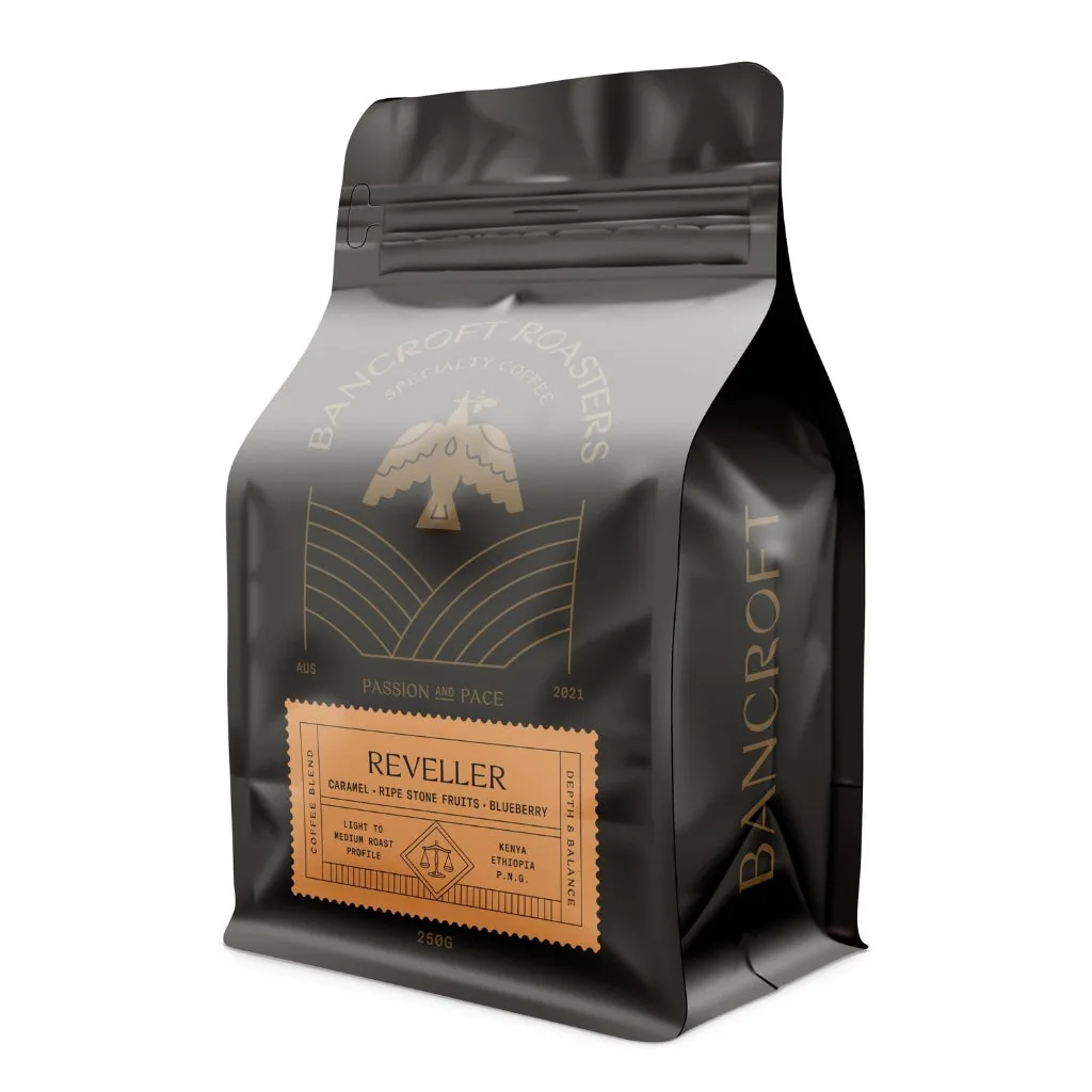 reveller blend, ethiopia + kenya + papua new guinea coffee from bancroft roasters bardon