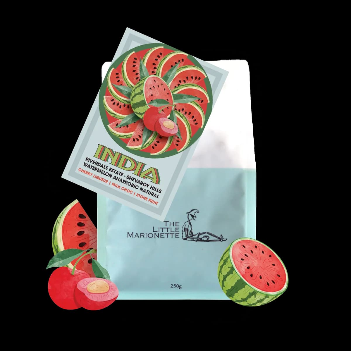 india | riverdale estate ~ watermelon anaerobic natural, india coffee from the little marionette coffee roastery