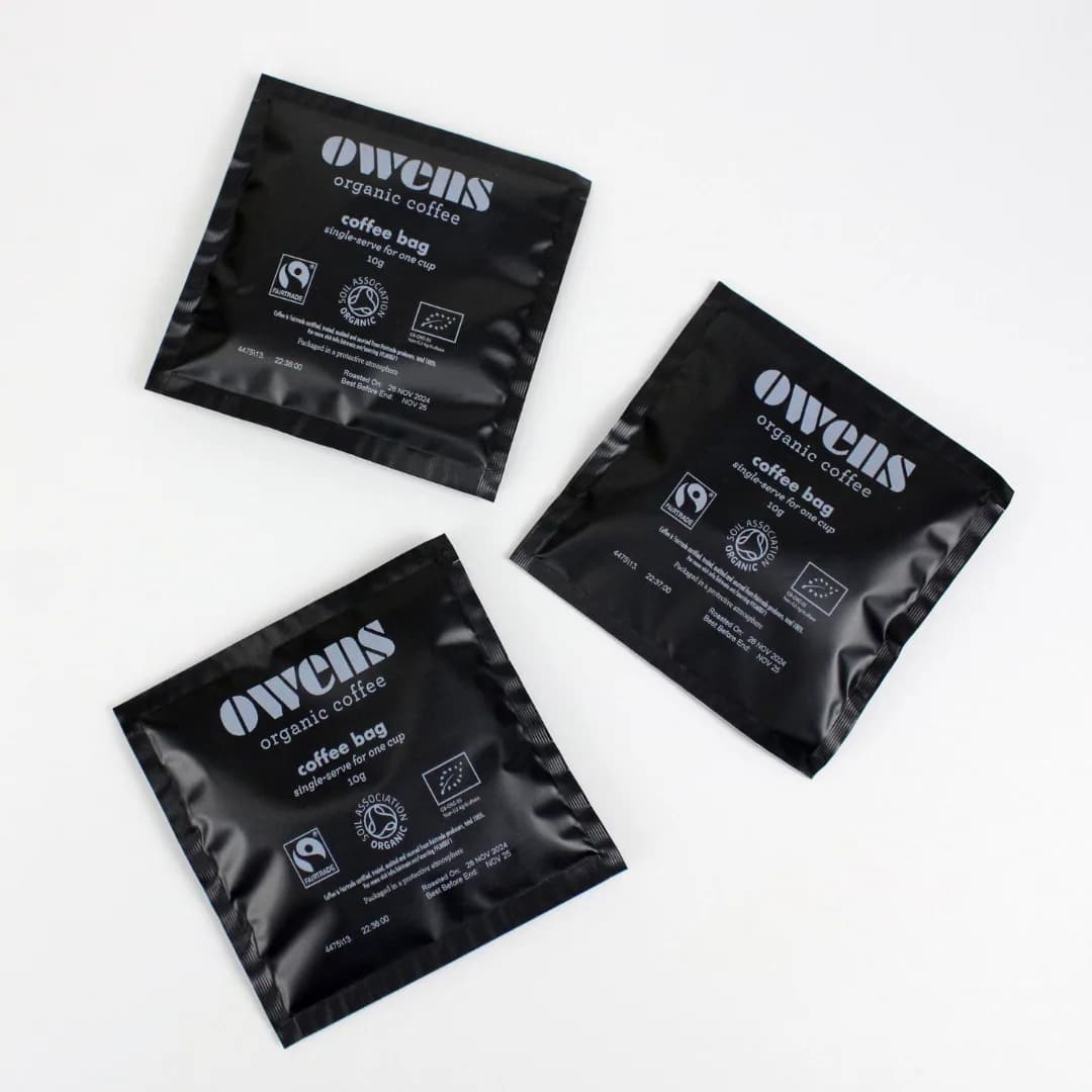 coffee bags - organic & fairtrade, colombia + honduras + indonesia + sumatra coffee from owens organic coffee roasters