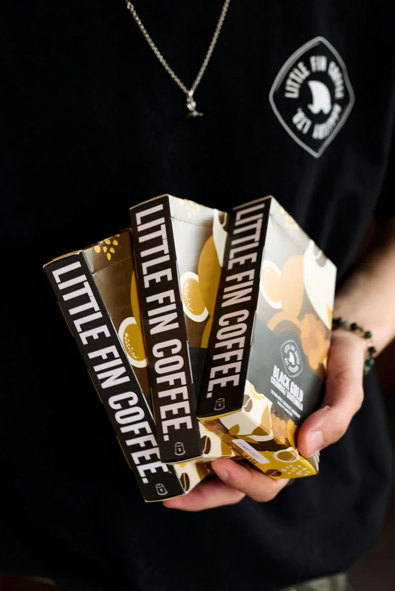 wholesale coffee pods - black gold blend, colombia + guatemala coffee from little fin coffee roastery ltd