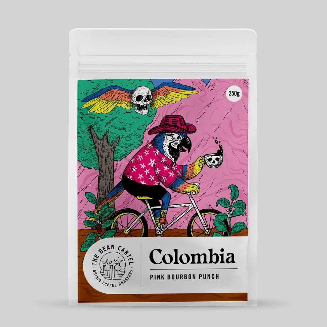 colombia - pink bourbon punch natural anaerobic, colombia coffee from the bean cartel coffee roasters
