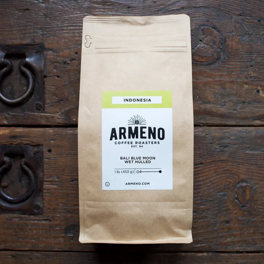 bali blue moon wet hulled, indonesia coffee from armeno coffee roasters ltd