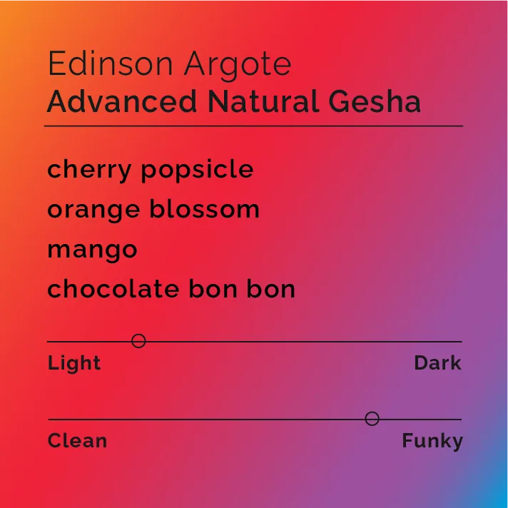 edinson argote - advanced natural gesha, colombia coffee from black & white coffee roasters