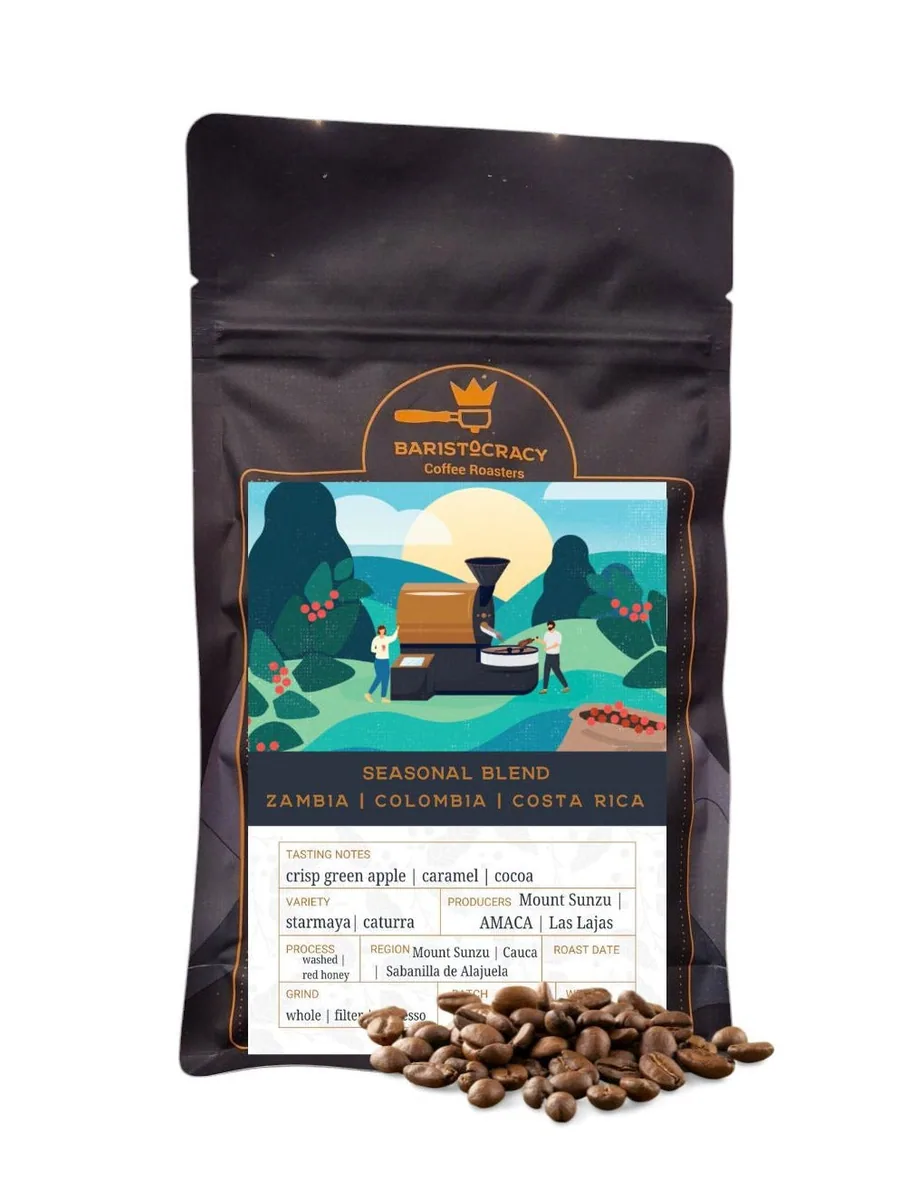 new seasonal blend! zambia | colombia | costa rica, colombia + costa rica coffee from baristocracy coffee