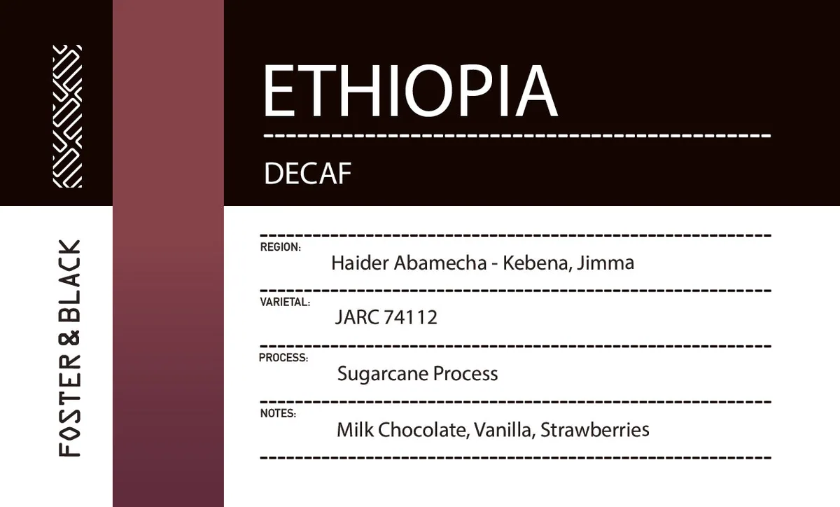 decaf, ethiopia coffee from foster & black specialty coffee roastery