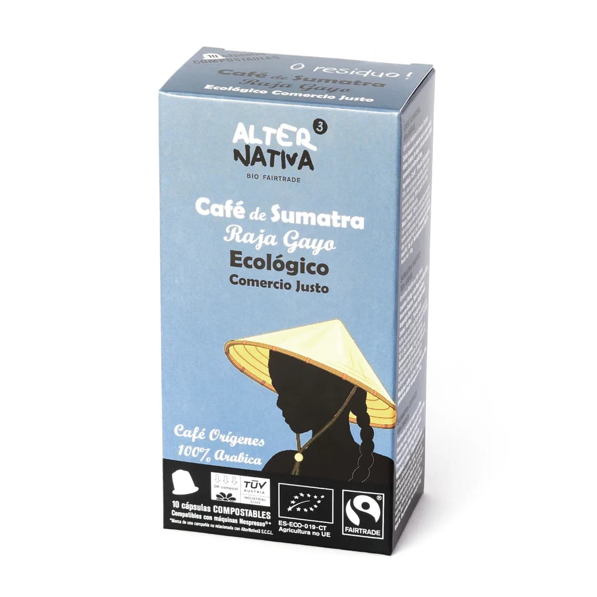 cápsulas tuv café sumatra raja gayo bio fairtrade 10uds 5g, indonesia + sumatra coffee from alternativa3