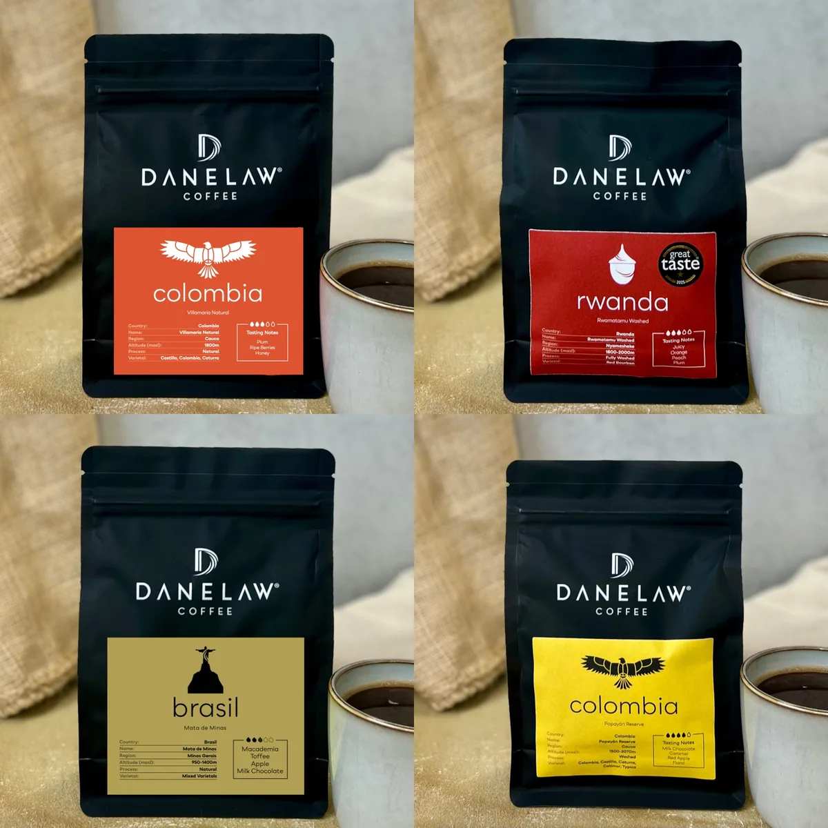filter coffee explorer pack 2026 - 4x250g, rwanda + colombia coffee from danelaw coffee