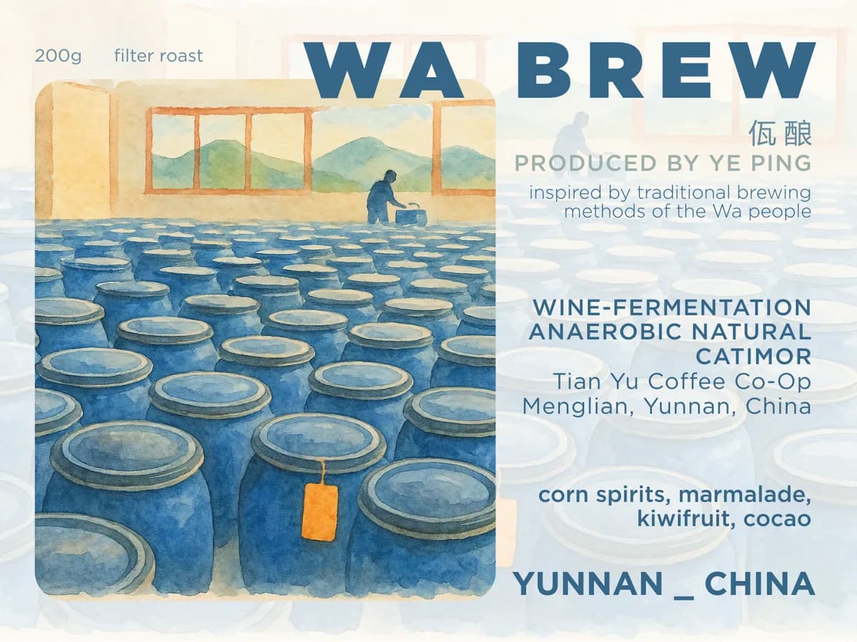 wa brew | wine-fermentation anaerobic natural | menglian, yunnan, china | filter | 200g, yunnan coffee from four kilo fish coffee & tea