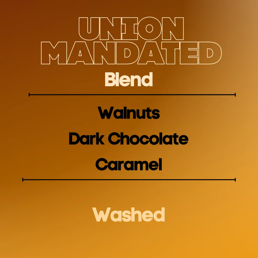 union mandated coffee break - dark roast blend, colombia + brazil coffee from flux coffee