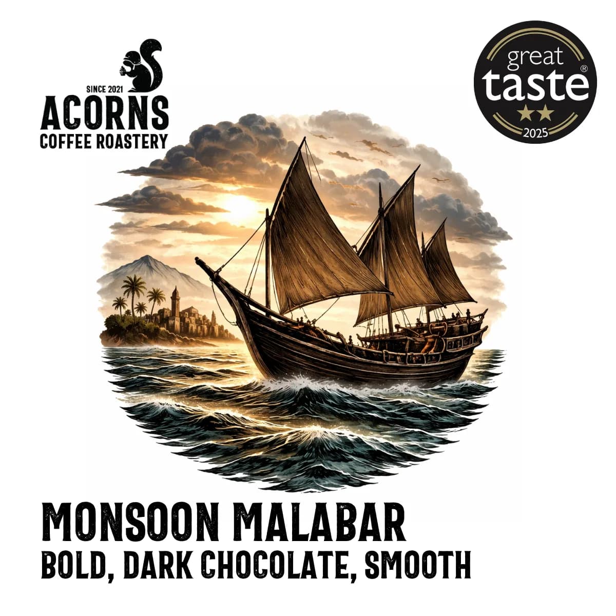 monsooned malabar, india coffee from acorns coffee and cake