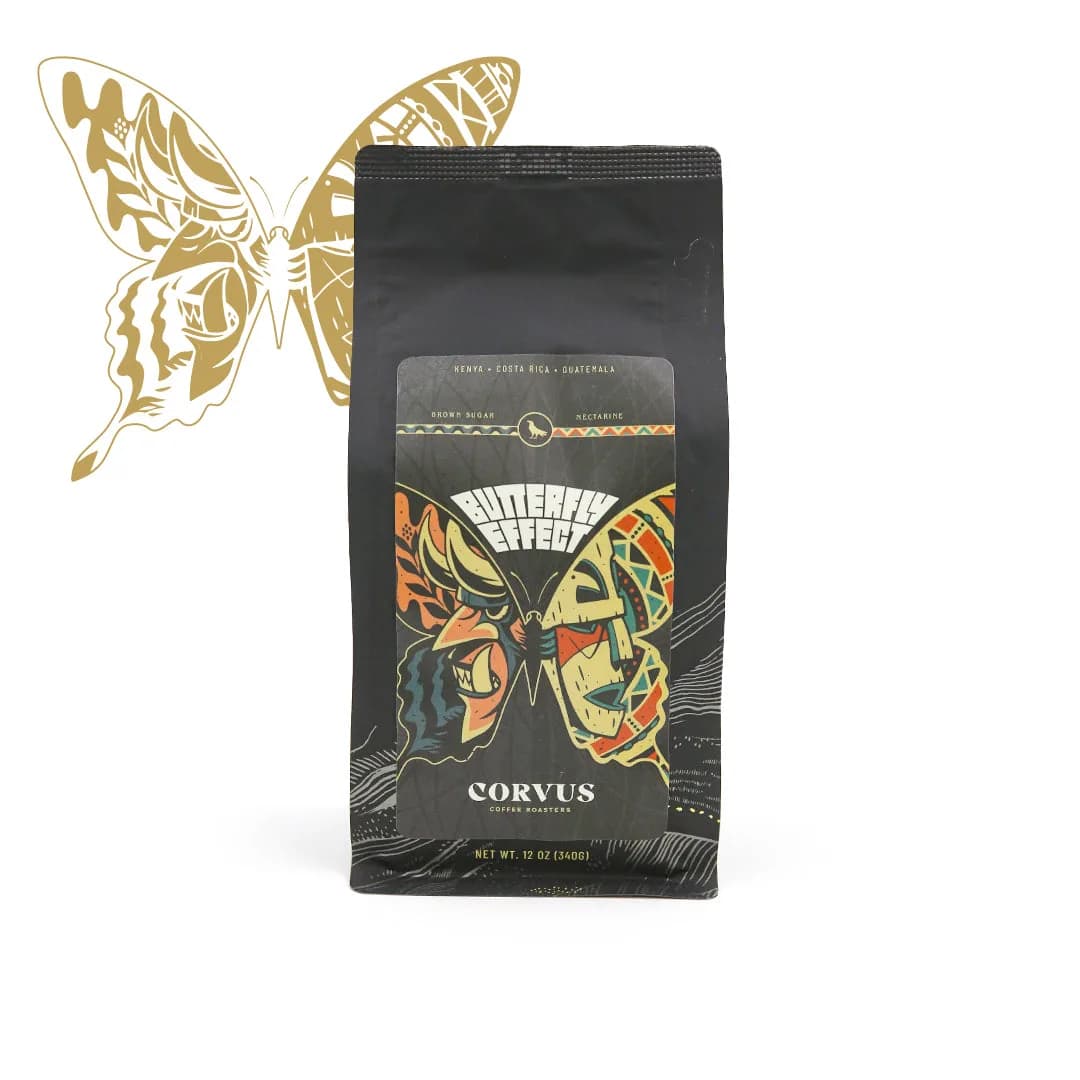 butterfly effect, kenya + costa rica + el salvador coffee from corvus coffee roasters
