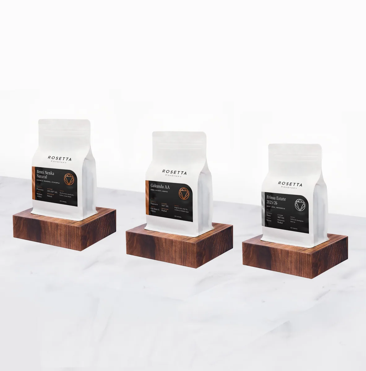 signature selection set, kenya + indonesia coffee from rosetta roastery - espresso pop up (silo district)