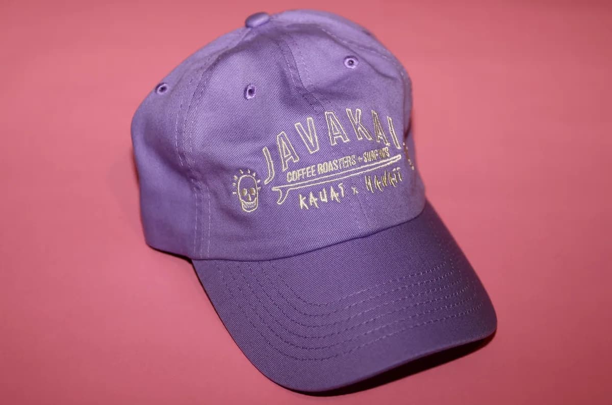 embroidered java kai dad hats, indonesia coffee from java kai