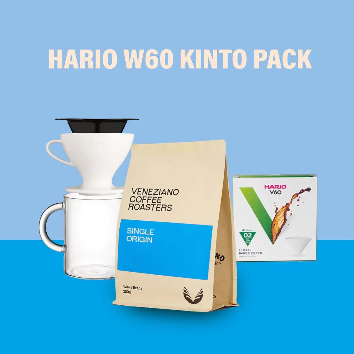 hario w60 kinto pack, peru coffee from veneziano coffee roasters west end