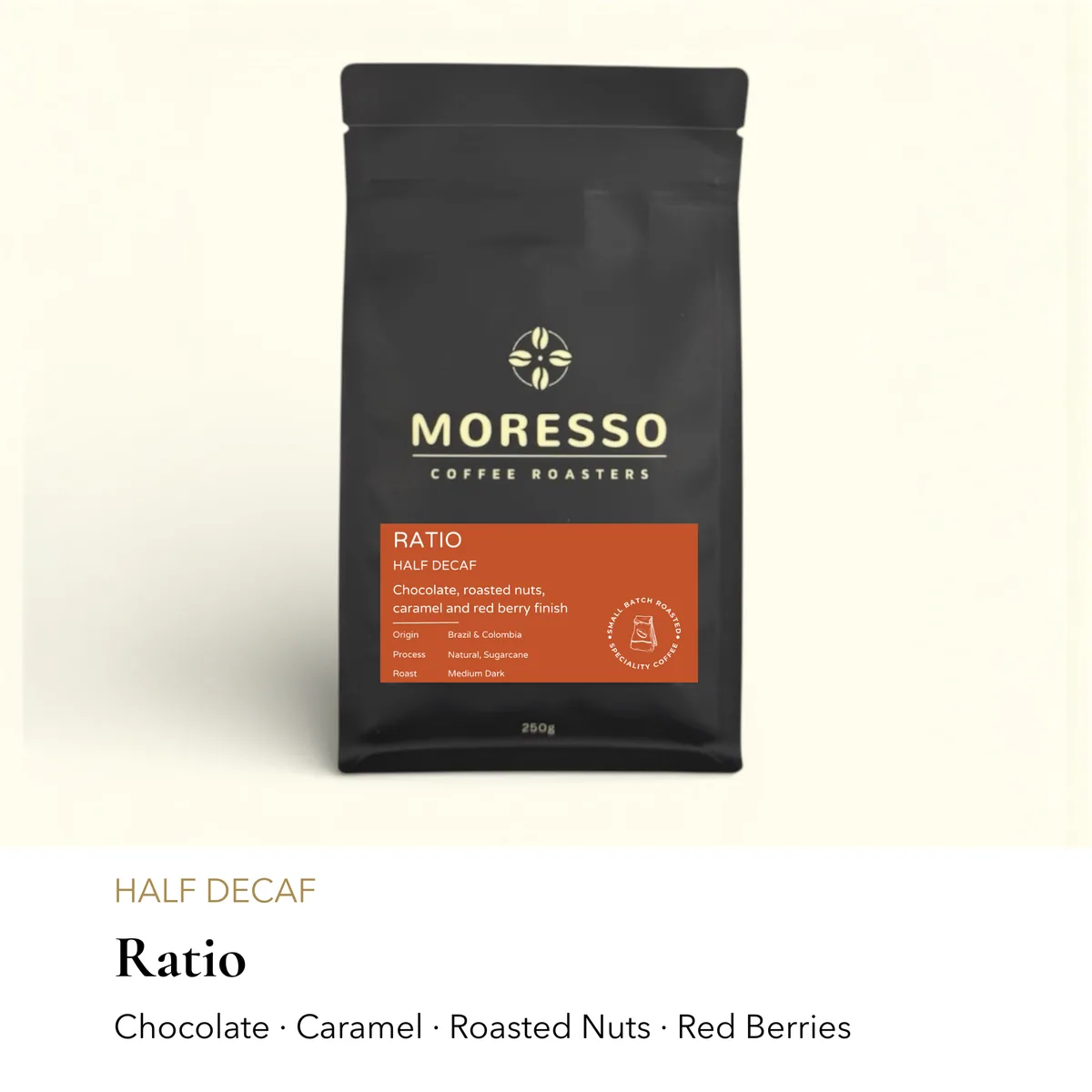 ratio - half decaf, colombia + brazil coffee from moresso coffee roasters
