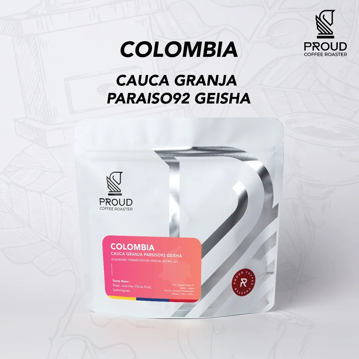 เมล็ดกาแฟคั่วอ่อน colombia cauca granja paraiso 92 geisha (150 g), colombia coffee from proud coffee roaster