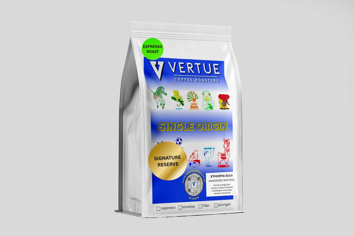 ethiopia anaerobic guji microlot espresso roast, ethiopia coffee from vertue coffee roasters