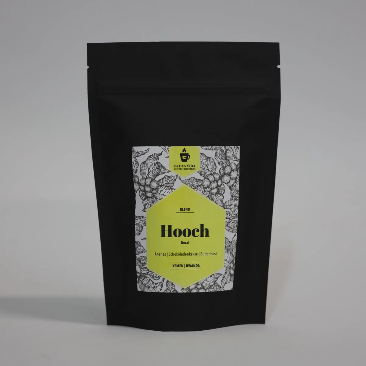 hooch – decaf blend, rwanda + yemen coffee from buena vida coffee roasters