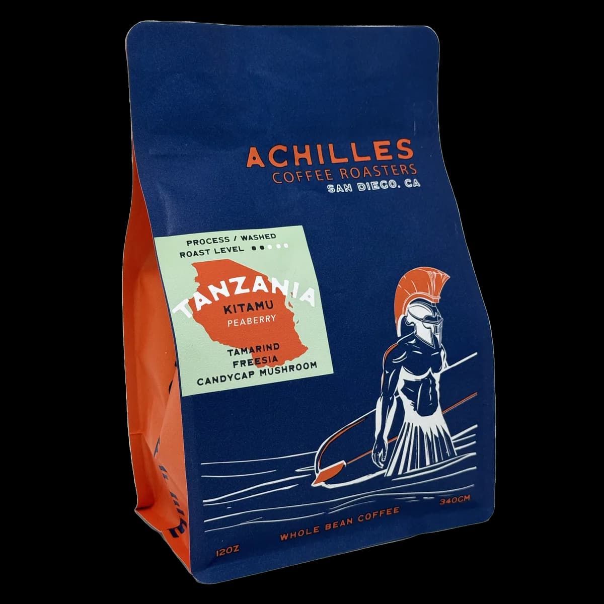 tanzania kitamu peaberry single origin coffee, tanzania coffee from achilles coffee solana beach
