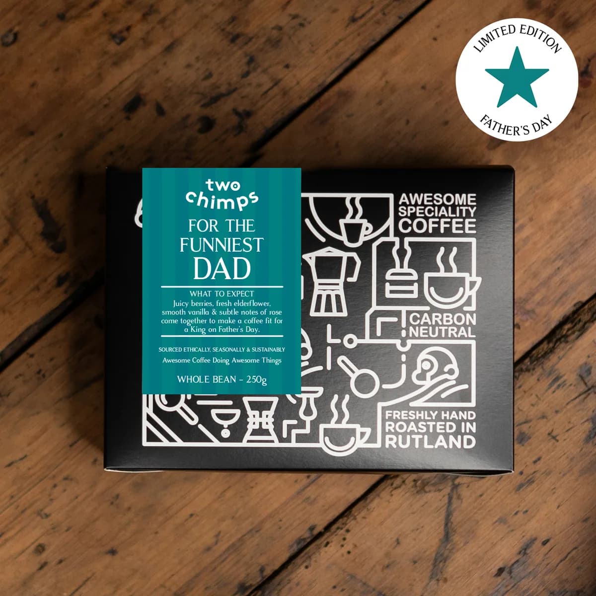 personalised father’s day coffee box, papua new guinea coffee from two chimps coffee