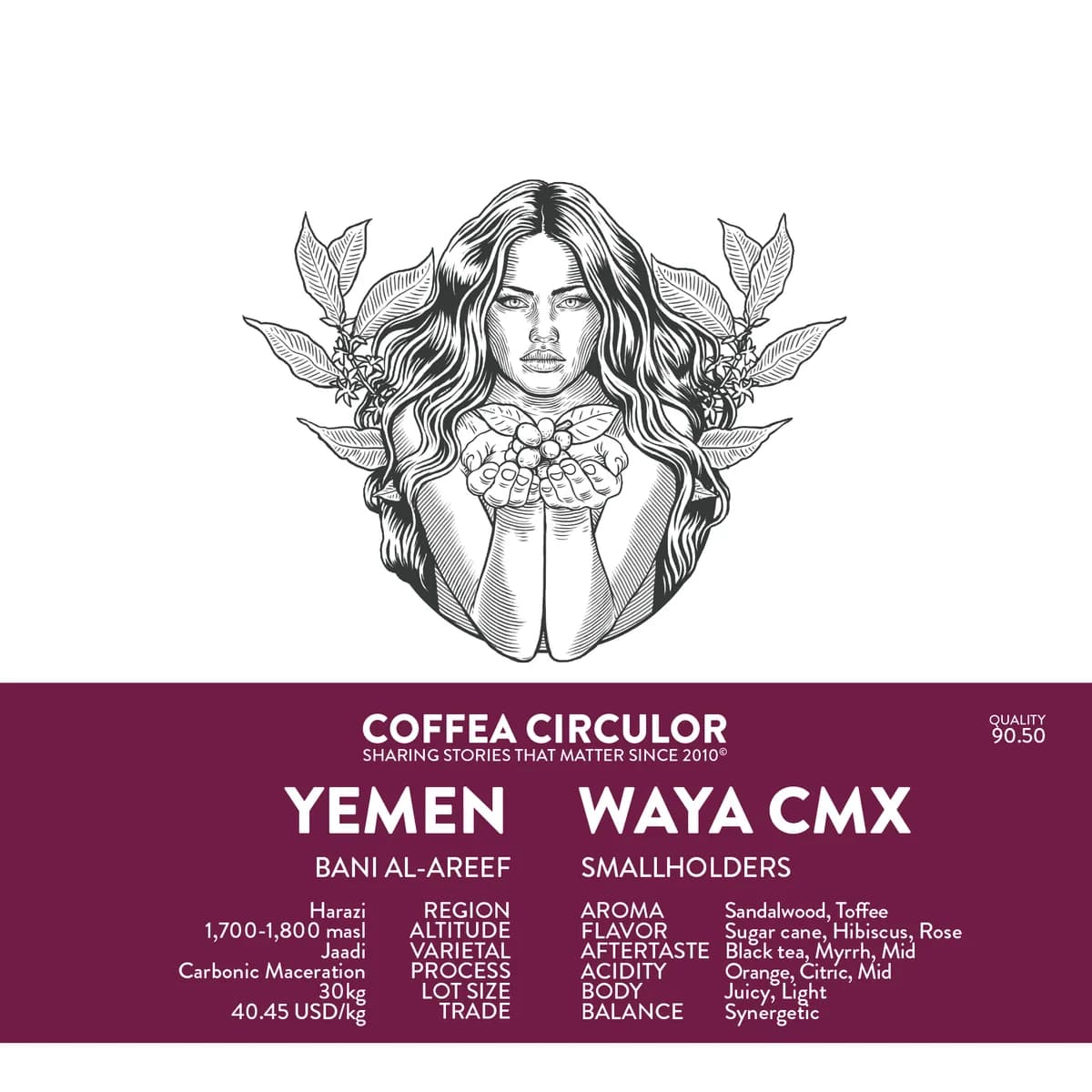 yemen waya carbonic maceration cmx, yemen coffee from coffea circulor