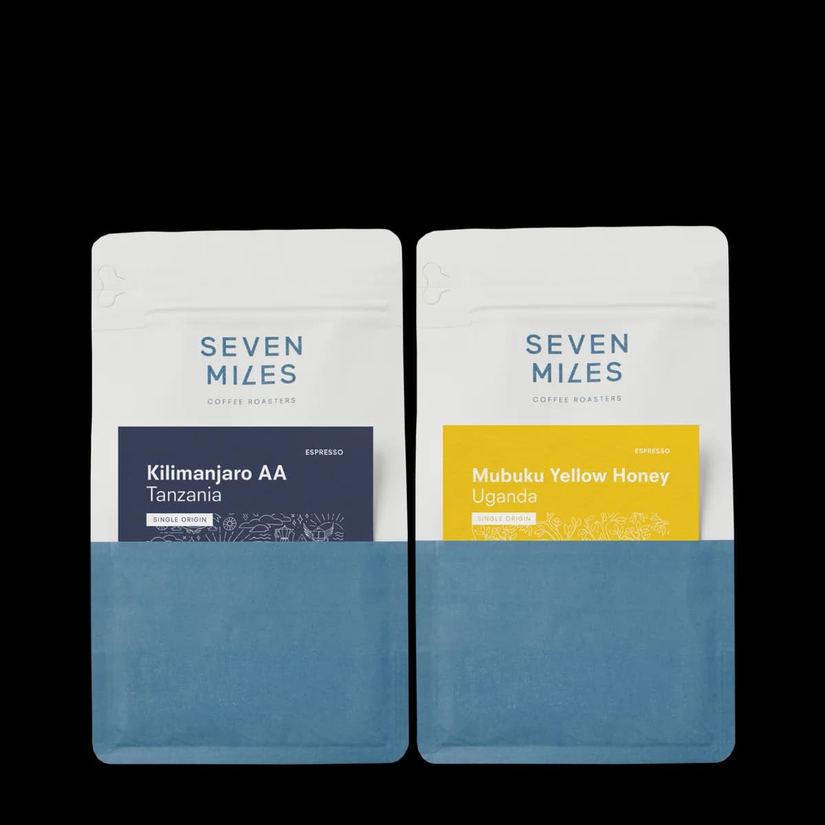 single origin duo pack, tanzania coffee from seven miles coffee roasters
