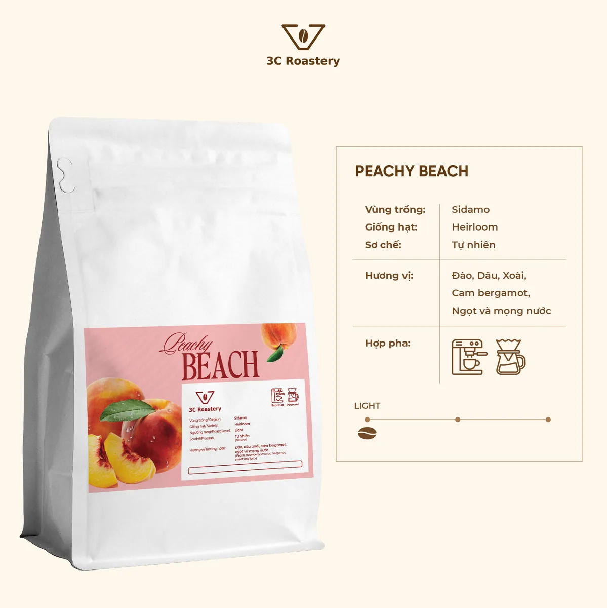 peachy beach, ethiopia coffee from 3c roastery - 66 vũ phạm hàm